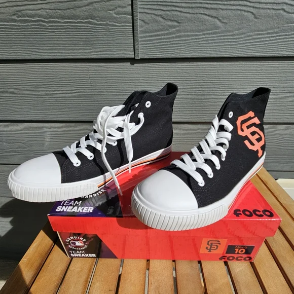 FOCO San Francisco Giants Big Logo High Top Canvas Shoes Black Mens 10 NWOT - Picture 2 of 12